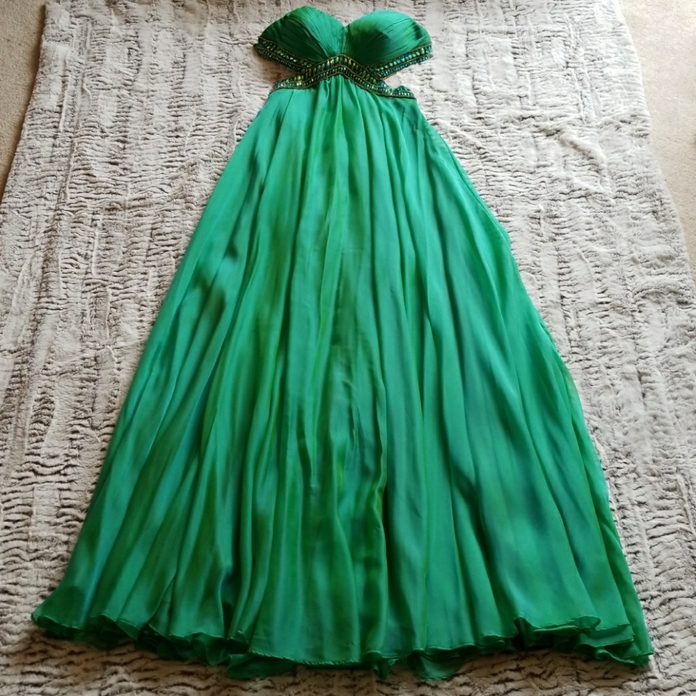 La Femme Strapless Prom Gown